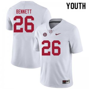 NCAA Youth Alabama Crimson Tide #26 Jonathan Bennett Stitched College 2021 Nike Authentic White Football Jersey MV17A07AL